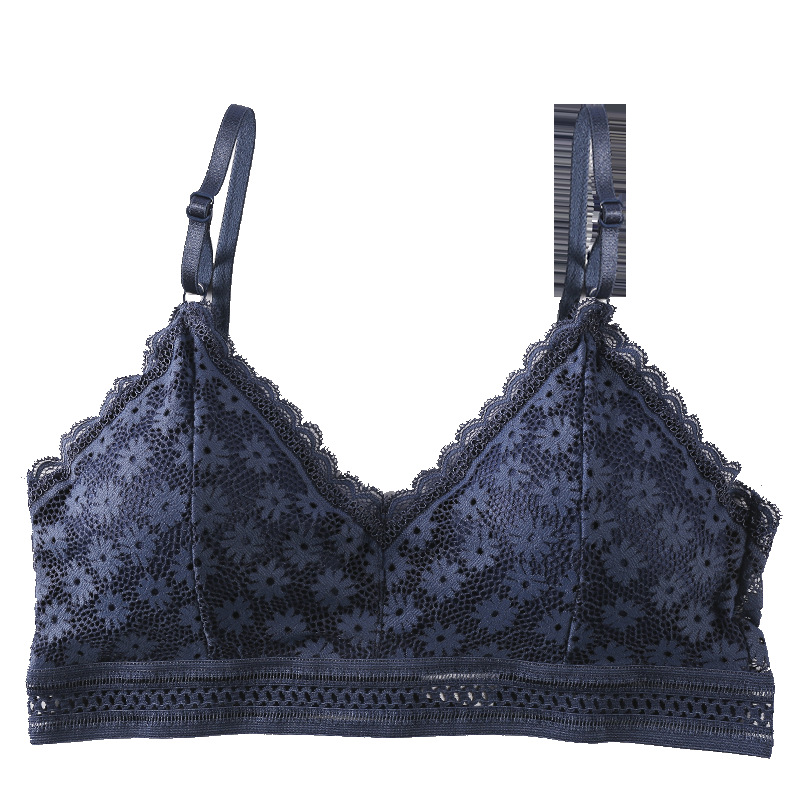 Top de encaje estilo francés, lencería, nuevo producto 2025, sexy, agradable para la piel, cómodo, transpirable, sujetador push-up para chicas jóvenes, venta al por mayor.