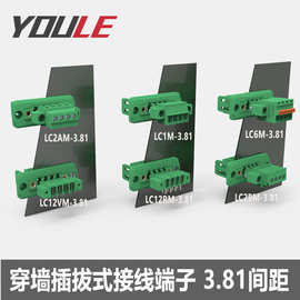 LC10MG+LC2AM/BM+LZ5X-3.81间距组合穿墙式接线端子公母对插端子