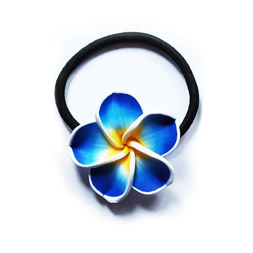 Suministro transfronterizo de Flor de huevo anillo de pelo material de cerámica suave flor cuerda de pelo banda de goma negra tocado flor corbata de pelo joyería de la cuerda