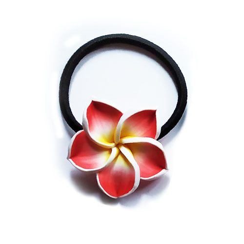 Suministro transfronterizo de Flor de huevo anillo de pelo material de cerámica suave flor cuerda de pelo banda de goma negra tocado flor corbata de pelo joyería de la cuerda