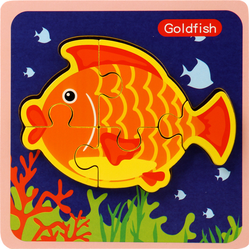 Animal rompecabezas tridimensional rompecabezas infantil bebé de mano a juego de Madera Juguetes Educativos de educación temprana 1-2-3-4 años