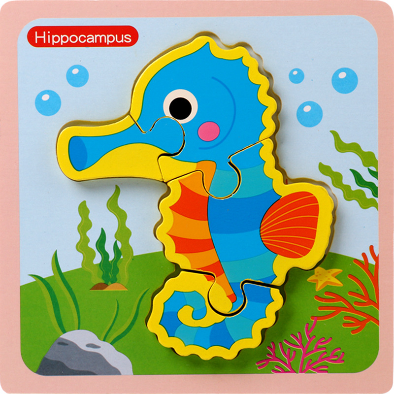 Animal rompecabezas tridimensional rompecabezas infantil bebé de mano a juego de Madera Juguetes Educativos de educación temprana 1-2-3-4 años