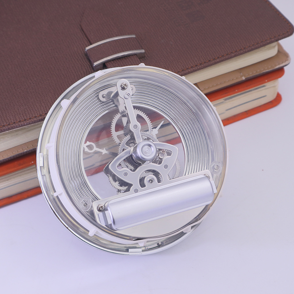 Cross-border Venta caliente de gama alta diámetro 103mm plata perspectiva reloj cabeza incrustaciones de metal engranaje reloj movimiento artesanía