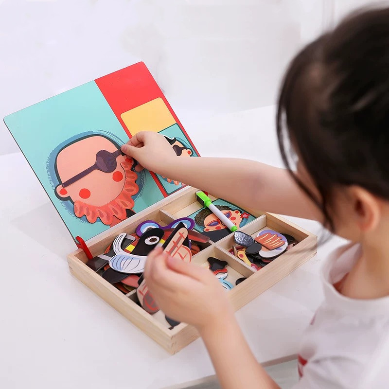 Directo de fábrica rompecabezas magnético de Madera Juguetes de desarrollo de inteligencia para niños multifuncional pequeño tablero de dibujo entrega de una pieza