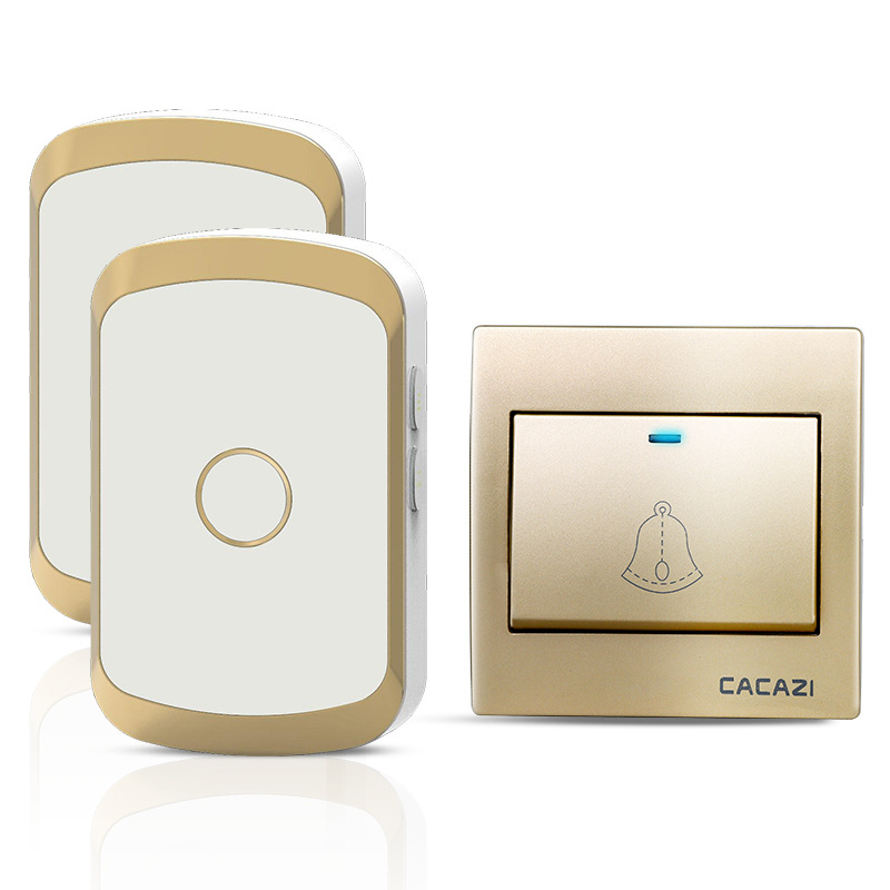 无线数码远距离遥控门铃 86大板按键 呼叫器家用门铃一拖二