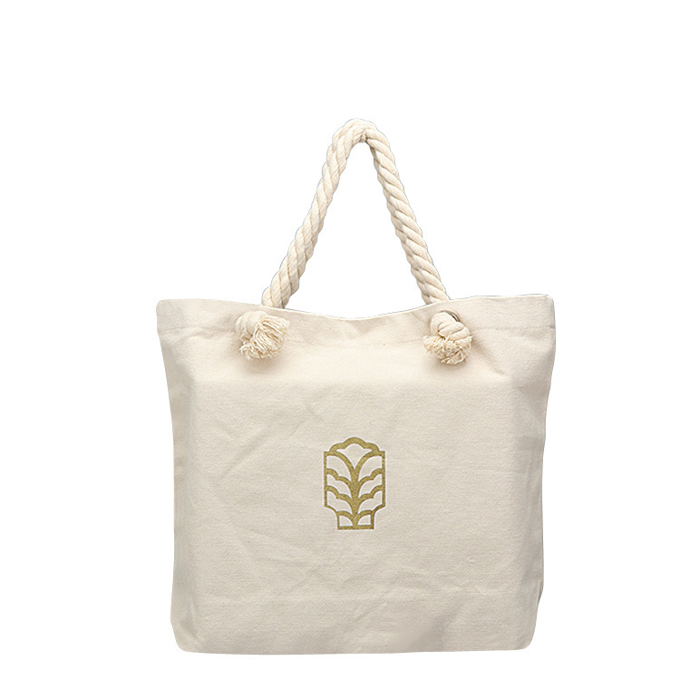 Wholesale Eco-Friendly Shopping Thick Cotton Rope Tote Canvas Bag Advertising Promotional Gift Silk Screen Logo Canvas Bag