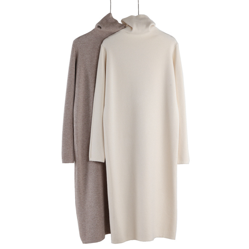 Knitted Base Dress for Women, Autumn and Winter 2025 New Style, High-Neck, Mid-Length, Elegant Over-The-Knee Sweater Long Dress
