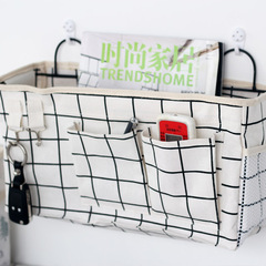 Manufacturer Direct Sale Bookstore Miscellaneous Storage Wall Mount Storage Bag Wall Hanging Simple Cotton Linen Storage Pouch Dormitory Storage