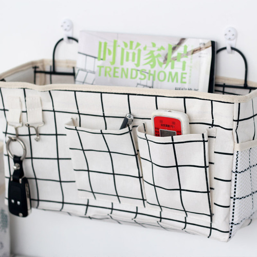 Manufacturer Direct Sale Bookstore Miscellaneous Storage Wall Mount Storage Bag Wall Hanging Simple Cotton Linen Storage Pouch Dormitory Storage