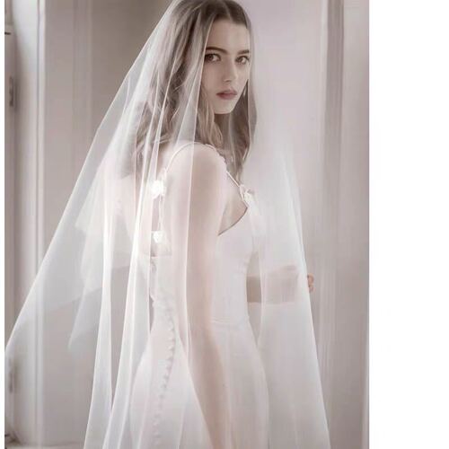 Bridal veil simple single layer Swiss plain yarn 3 meters 1.5 meters short veil 5 meters extra long soft veil wedding dress new style