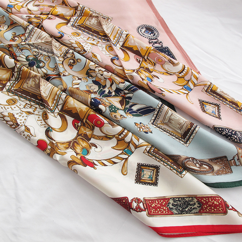 Women's Easy to Take Small Square Scarves Spring and Summer Scarves Wholesale Silk Large Square Scarves Four Seasons Fashionable Silkworm Scarves