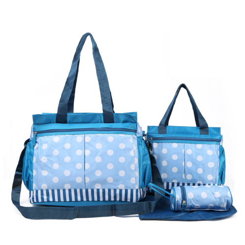 Fashion printed large polka dot mommy bag four-piece set multi-functional large capacity butterfly festival shoulder mom bag mother and baby bag