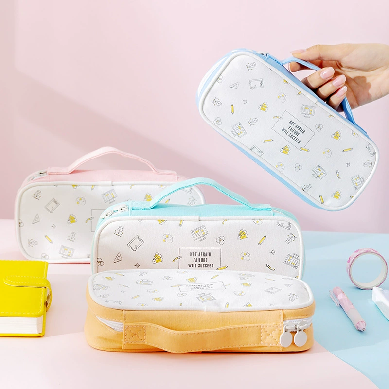 Capacious pencil case, stationery for students, universal storage bag, handheld cloth, custom-made