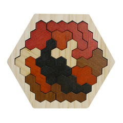 Wooden hexagonal geometric puzzle of the same style as night market street stall children's early education tangram building block toys wholesale