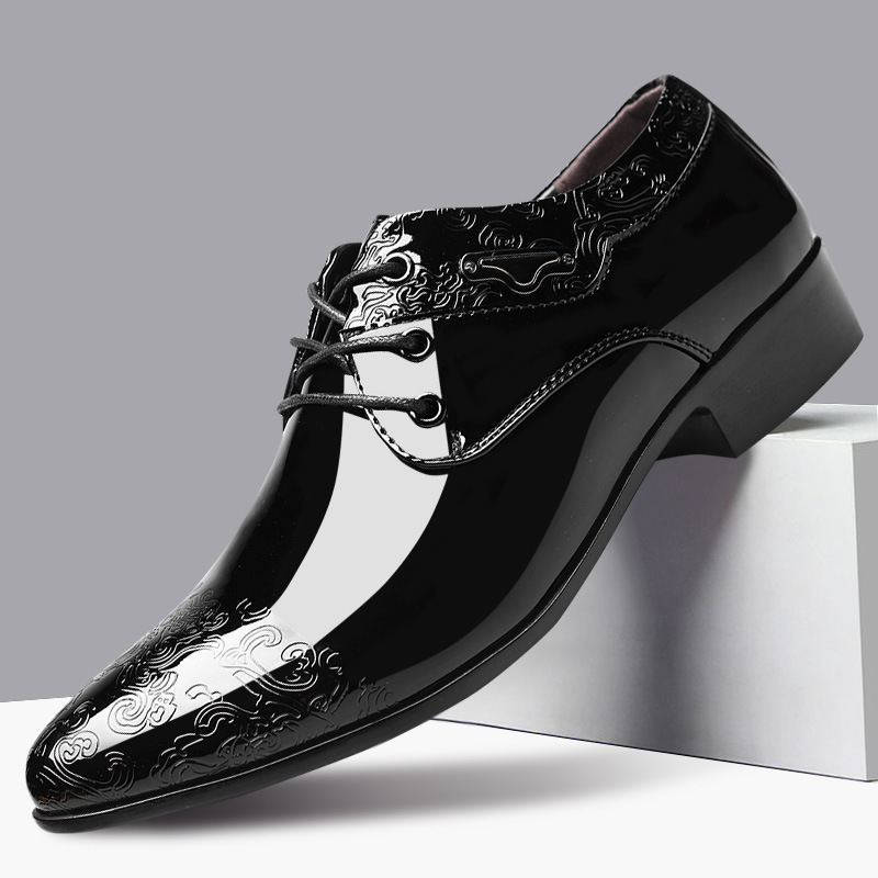 New bright men's business formal shoes fashion casual shoes men's large size lace-up wedding shoes a generation of hair