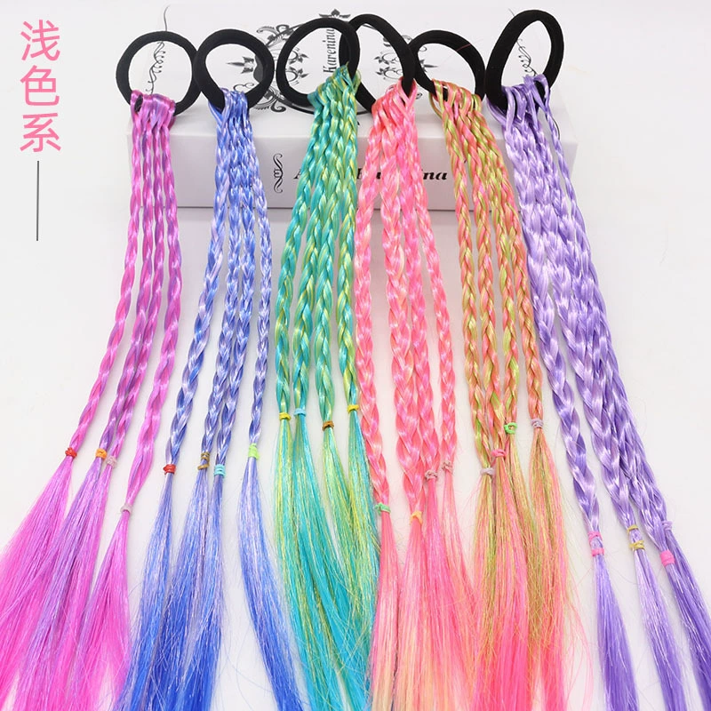 Hair accessory with pigtail, woven children's wig handmade, for import, gradient, knit yourself