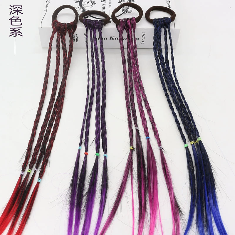 Hair accessory with pigtail, woven children's wig handmade, for import, gradient, knit yourself