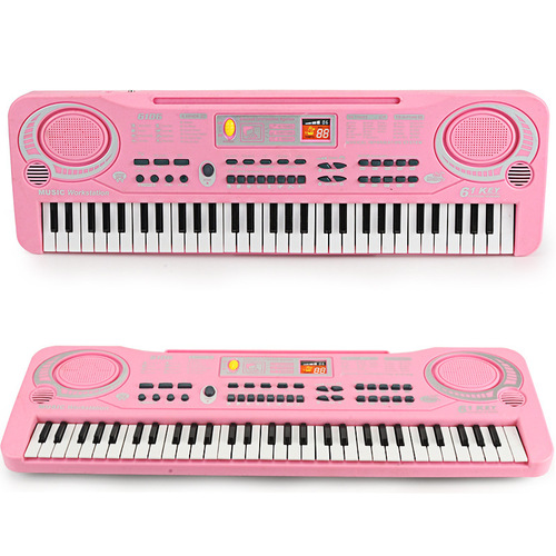 Children's electronic keyboard 61-key multi-function musical instrument with microphone photo studio educational toy gift piano with power supply