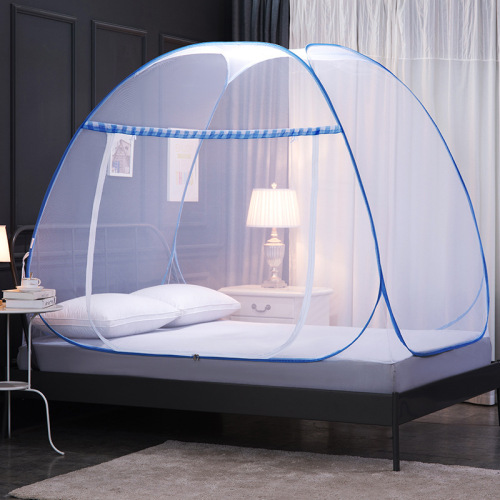 New style Mongolian yurt mosquito net, installation-free, household square-top folding patterned net, adult encrypted mosquito net, manufacturer wholesale