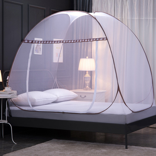 New style Mongolian yurt mosquito net, installation-free, household square-top folding patterned net, adult encrypted mosquito net, manufacturer wholesale