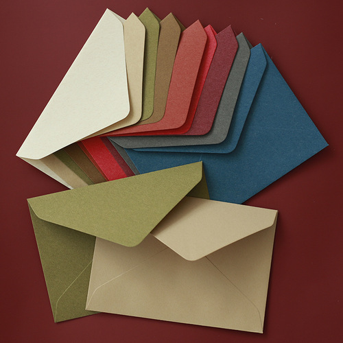9 types of colorful special paper, 120g thick Western-style triangle envelope with embossed LOGO retro lining paper