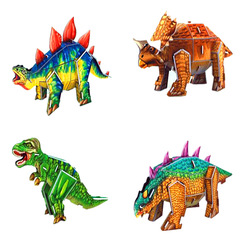 批發優質紙制3D恐龍系列拼圖兒童科教仿真恐龍模型玩具紙立體拼圖