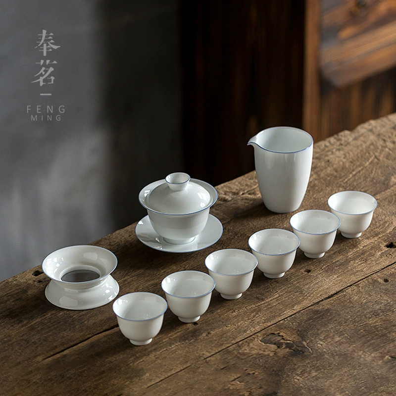 Tea set white jade, gift box