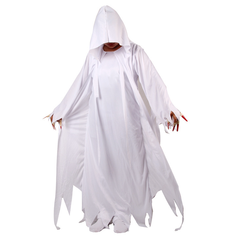 Halloween horror hembra fantasma traje de castidad pluma juego de hadas fantasma de miedo castidad peluca Zombie fantasma novia traje de rendimiento
