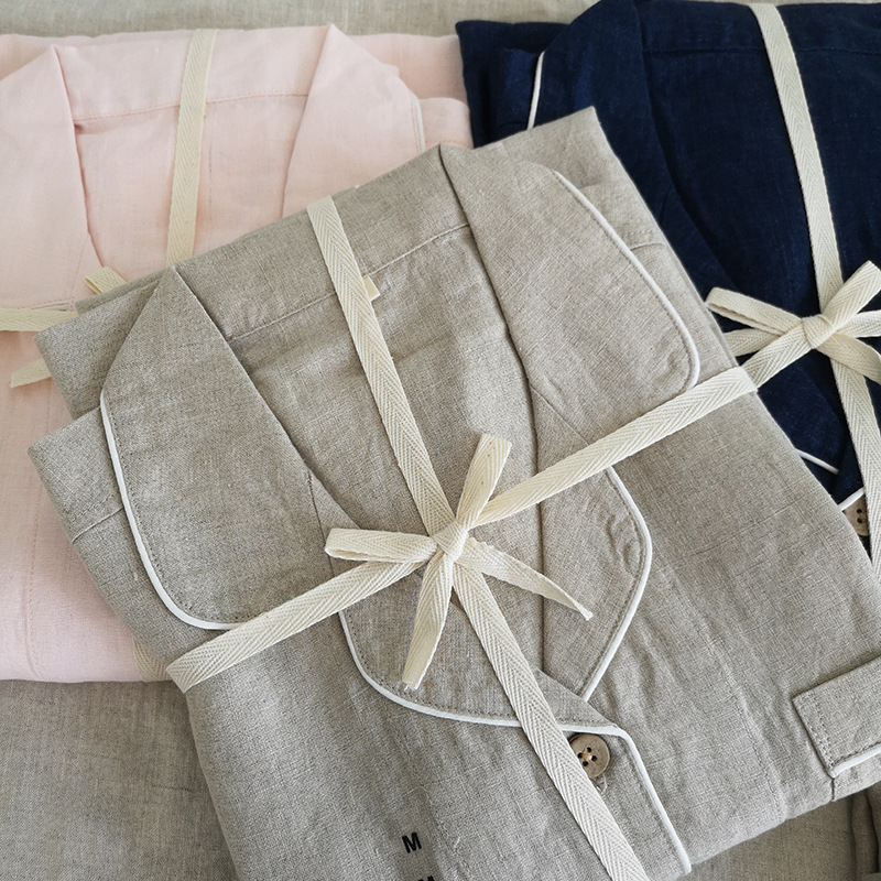 2026 Spring/Summer Washed Pure Linen Long Sleeve Long Pants Pajama Set Couple Men and Women French Linen Loose Homewear 2026 Spring/Summer Washed Pure Linen Long Sleeve Long Pants Pajama Set Couple Men and Women French Linen Loose Homewear