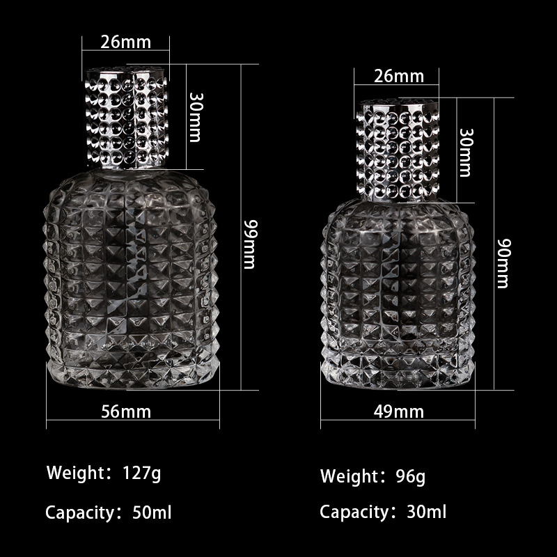 3050ml botella de piña botella de perfume de vidrio botella de aerosol rejilla de pulverización cosmética sub-botella boquilla electroquímica de aluminio