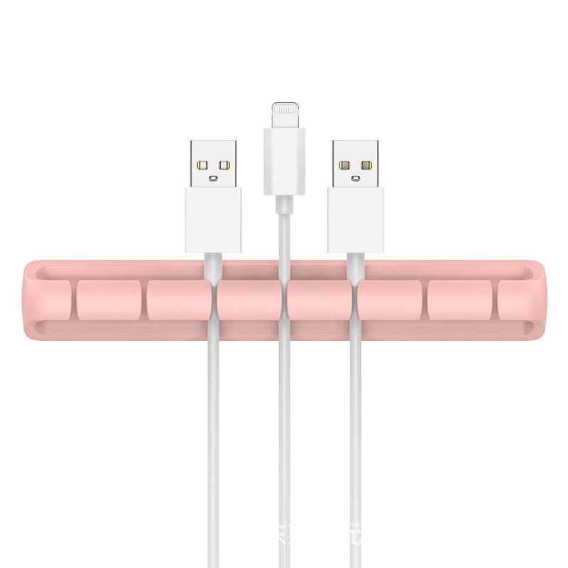 Enrollador de silicona cable de alimentación de escritorio Cable de almacenamiento de alambre clip de cable de datos organizador de cable Tarjeta de cable de soporte autoadhesivo