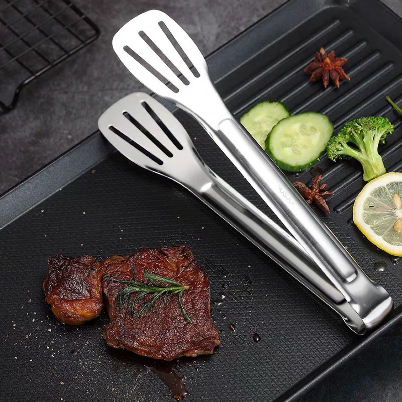 201 Thickened Stainless Steel Bread Clip Barbecue Clip Steak Food Clip Three-line Steamed Bread Clip Anti-scalding Fried