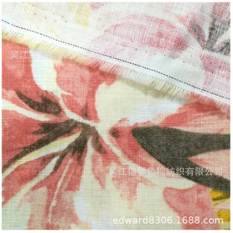 Pure Ramie Printed Cloth 60 Tencel Ramie Semi-Bleached Color Digital Printing Bali Yarn Hand Pad Dye Dirty Printing
