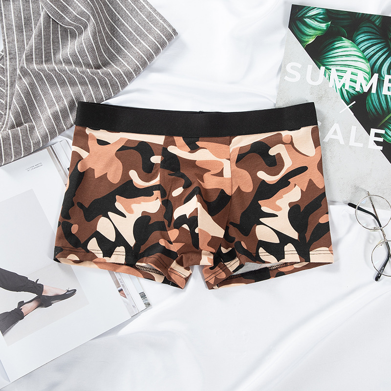 Ropa interior de camuflaje para hombre, calzoncillos bóxer de algodón, pantalones de talla grande, transpirables y absorbentes de sudor, calzoncillos estampados cómodos, calzoncillos