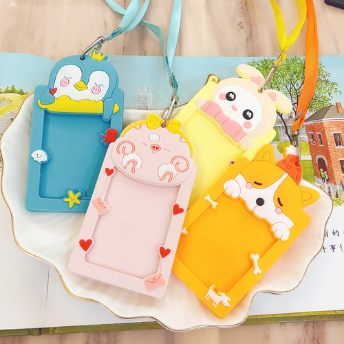 Creative three-dimensional bus card holder, soft rubber student halter card holder, cute cartoon bank card holder, LOGO can be added