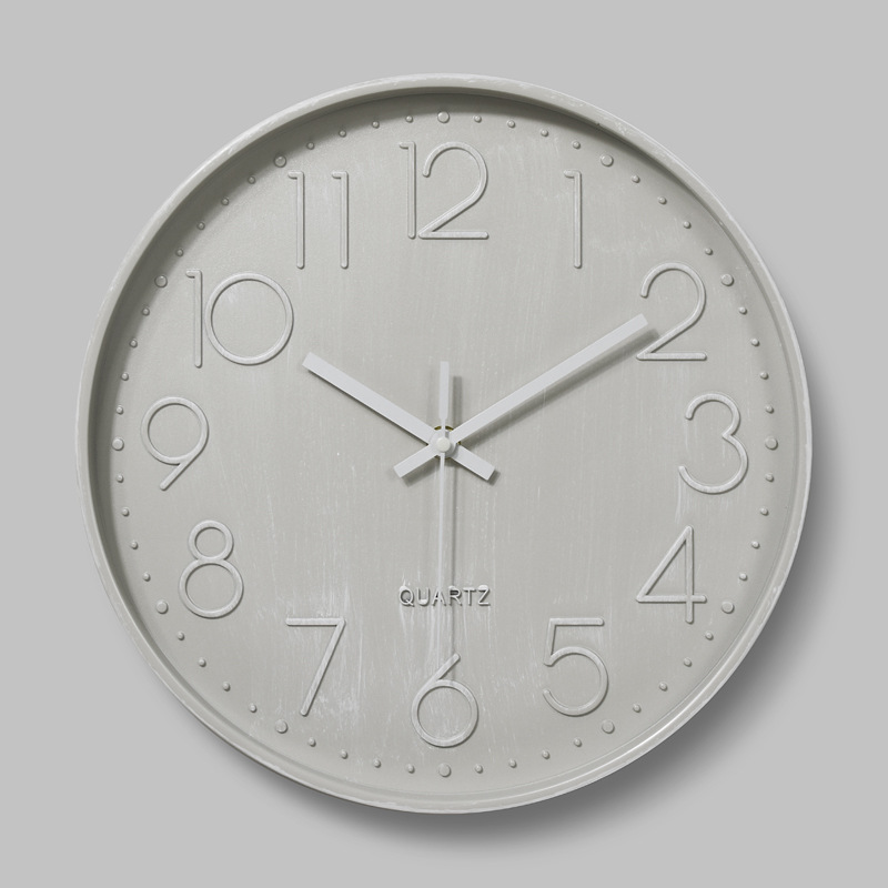 Plástico mudo Reloj de pared de moda creativa sala de estar tridimensional digital retro Reloj de pared al por mayor 12-pulgadas 30CM