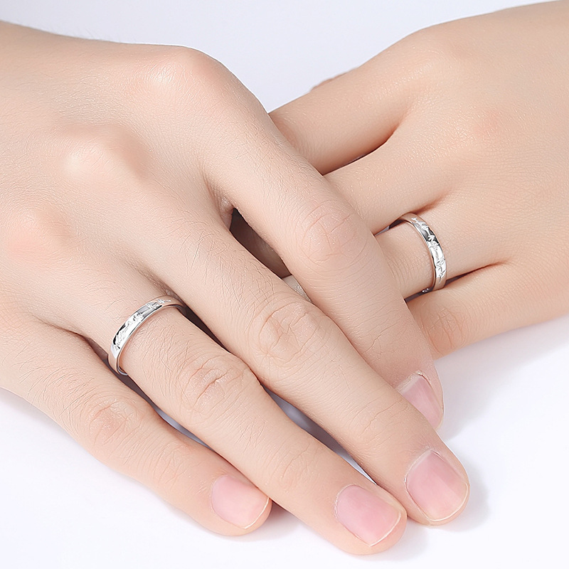 Estilo coreano ECG hombres y mujeres anillo s925 anillo de plata esterlina anillo de latido del corazón anillo de bodas moda boca abierta pareja anillo