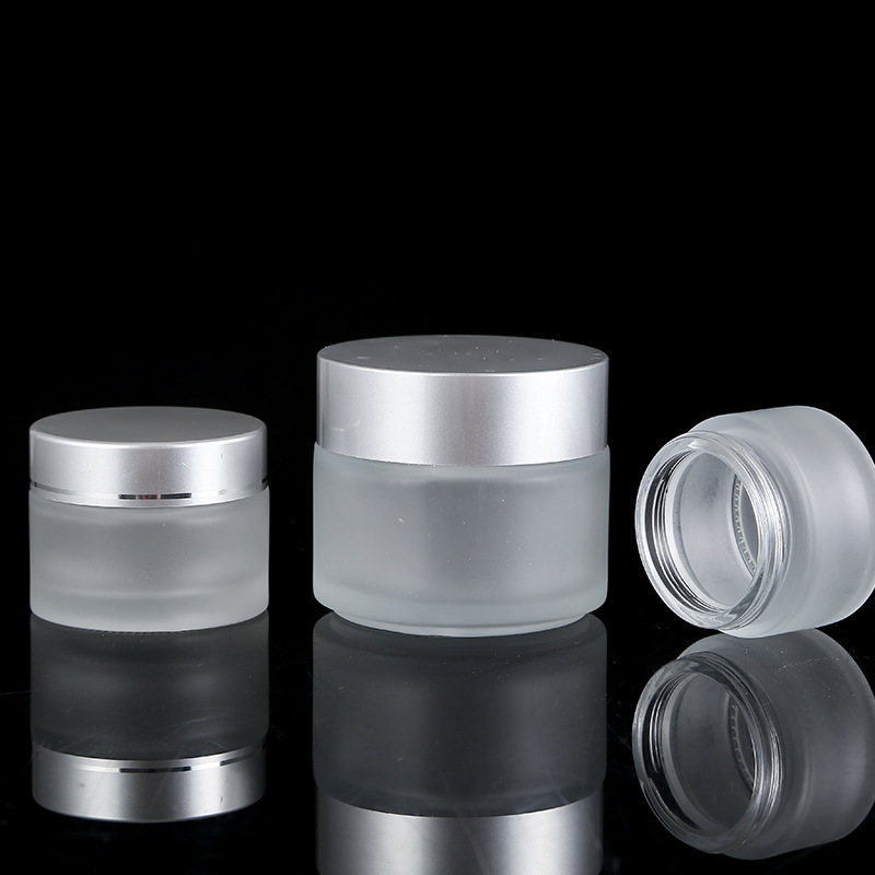 Venta al por mayor en stock botella de crema de vidrio esmerilado botella de crema sub-botella 5-100g botella de crema cosmética botella de crema de ojos