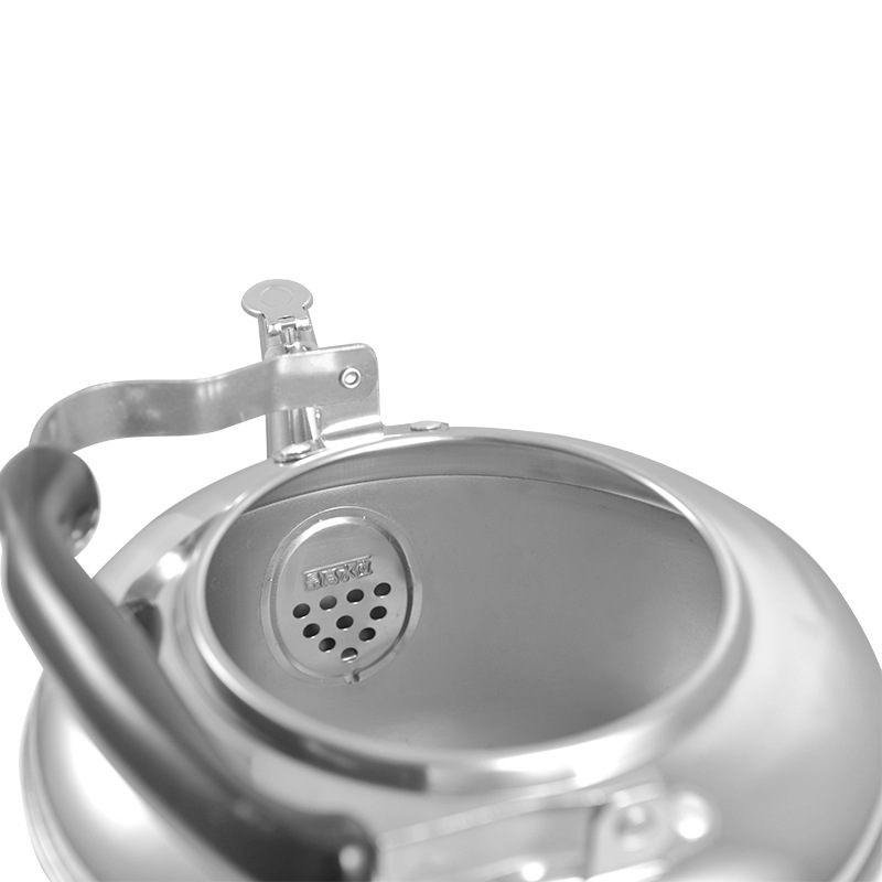 Tetera silbadora de acero inoxidable personalizada para hervir agua, compatible con cocinas de inducción y fuego abierto, adecuada para supermercados y grandes almacenes.