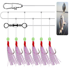 Wuhé Color Wire Hook for Casting Fishing, 1 String with 6 Baits, Weihai Fishing Gear Wholesale