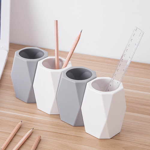 Geometry pen holder makeup brush storage box desk waterproof pen holder brush eyeliner shadow brush brow pen bucket desk storage bucket