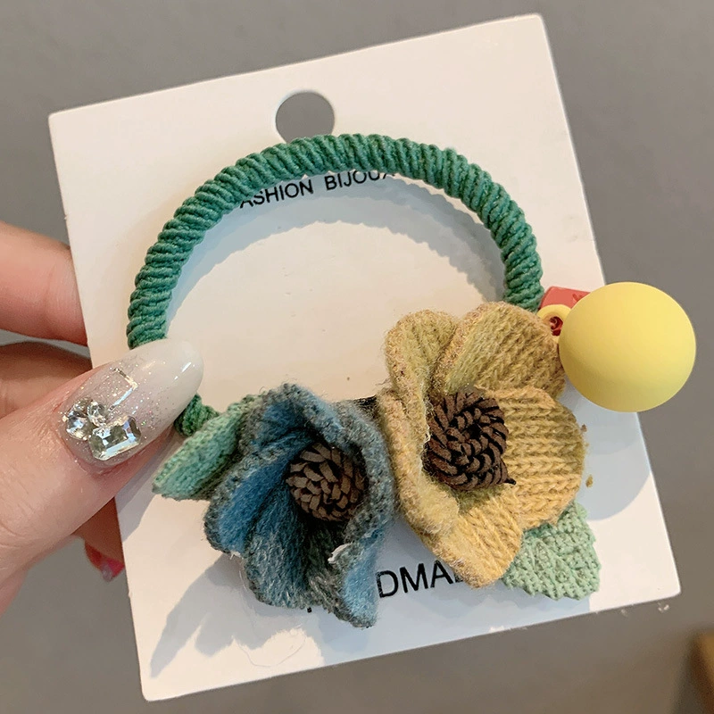 Hair rope, fashionable elastic hair accessory for adults, flowered, internet celebrity
