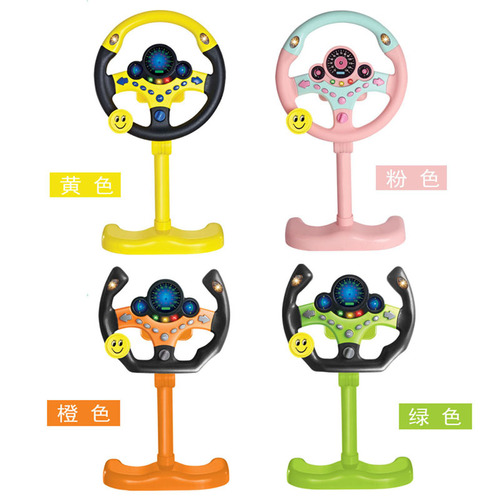 Car simulation co-pilot steering wheel toy children's early education sound and light music steering wheel 360 cross-border English model