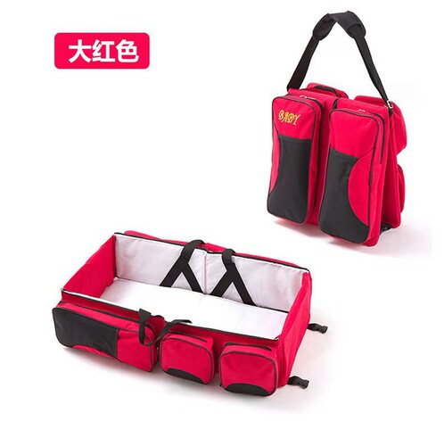 Factory Supply Portable Travel Folding Baby Bed Multi-functional Mummy Bag Fashion Storage Maternity Bag Foreign Trade Bed Bag