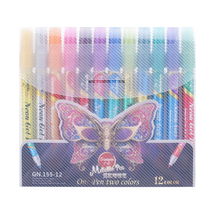 Guangna 155 neón de 24 colores de colores que cambian de color Gel Highlighter pluma de pintura de uñas 0.7pp rotulador de cabeza