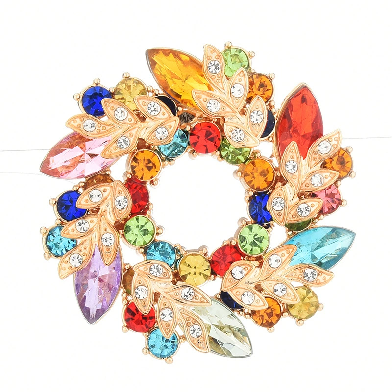 Brooch pin, light‑luxury crystal wreath, multicolor and K9 crystal options