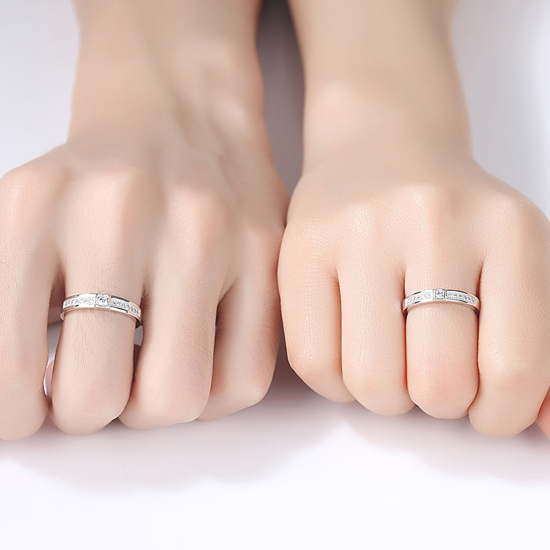 S925 anillo de plata esterlina número 520 par anillo abierto te amo anillo de circón simple 1314 al por mayor