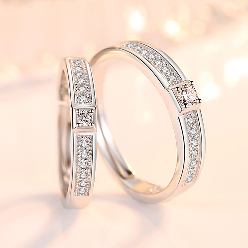 S925 anillo de plata esterlina número 520 par anillo abierto te amo anillo de circón simple 1314 al por mayor