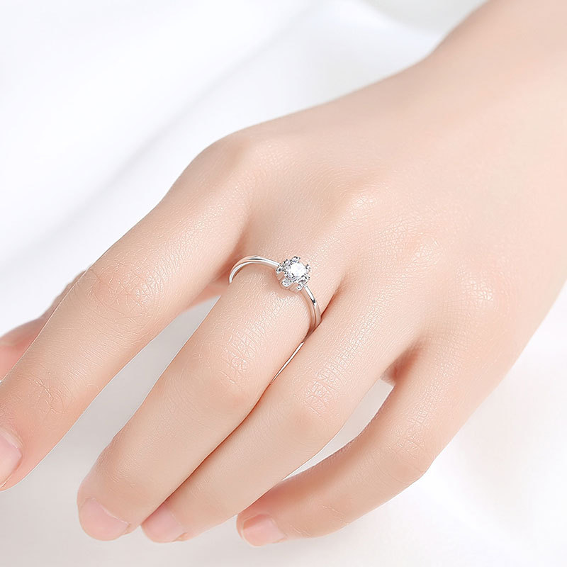 S925 plata esterlina anillo de copo de nieve estilo japonés y coreano diamante simple pétalo personalidad anillo moda joyería de moda