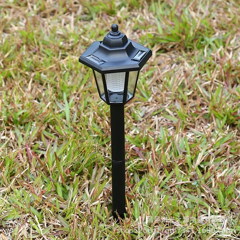 Solar Hexagonal Garden Lamp Black Pakistan